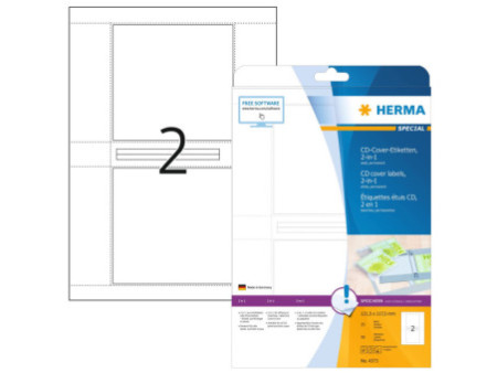 HERMA étiquettes étuis de CD/DVD SPECIAL,121,5 x 117,5 mm