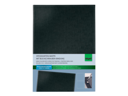 sigel Chemise pour carte de menu, A4, noir, vis de reliure