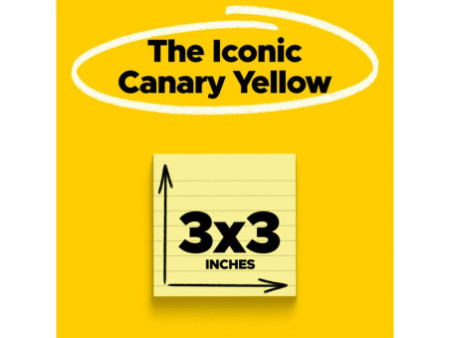 3M Post-it 100 feuilles/bloc, 76 x 76 mm, jaune, ligné