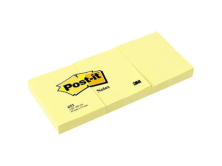 3M Post-it Notes repositionnables, 38 x 51 mm, jaune,