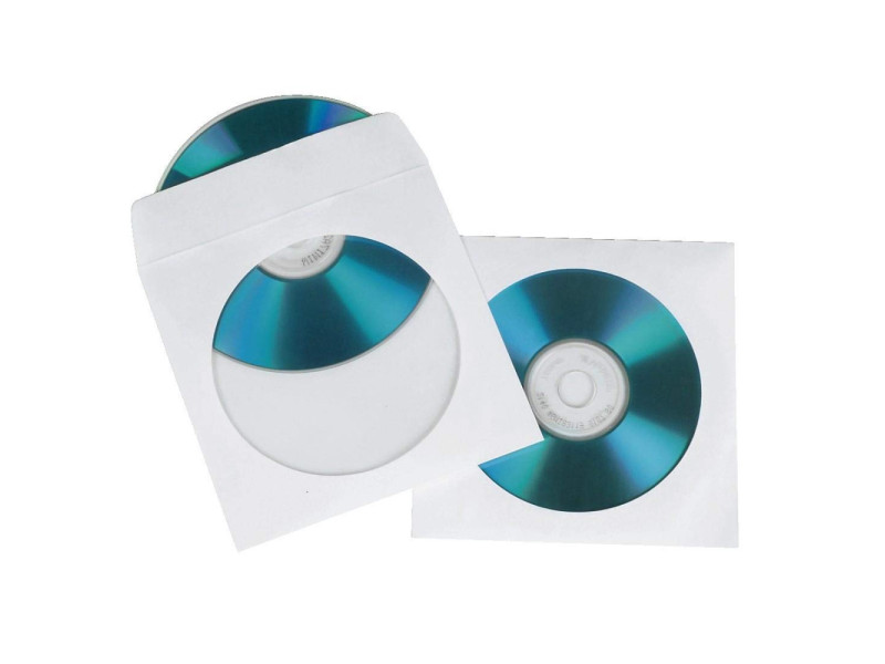 hama pochettes papier CD/DVD, avec fenêtre, blanches,