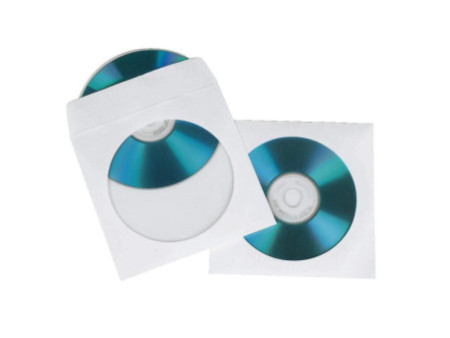 hama pochettes papier CD/DVD, avec fenêtre, blanches,