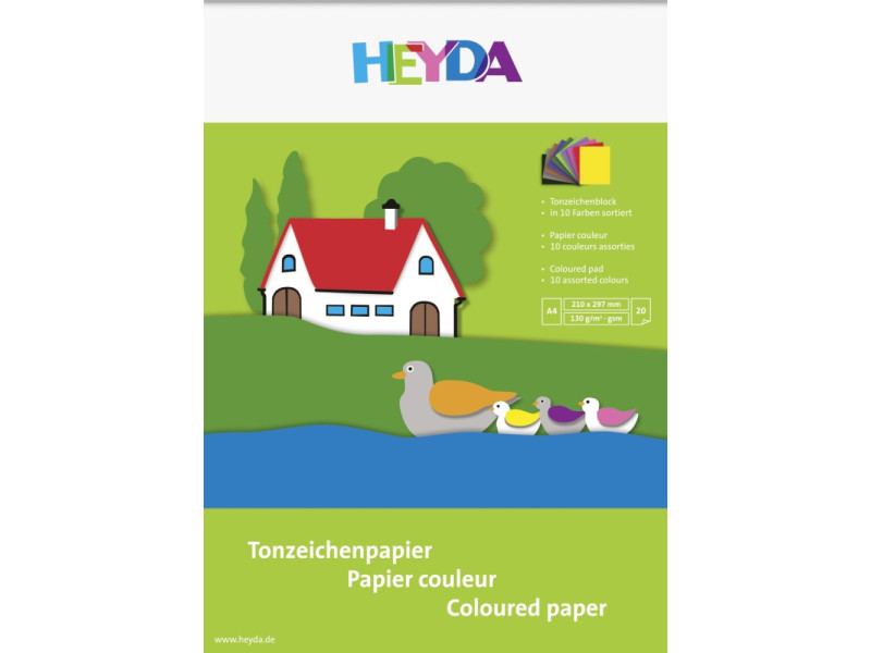 HEYDA Bloc de papier couleur, A4, 130 g/m2