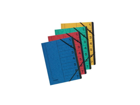 FALKEN chemise trieur, A4, carton, 12 compartiments, bleu