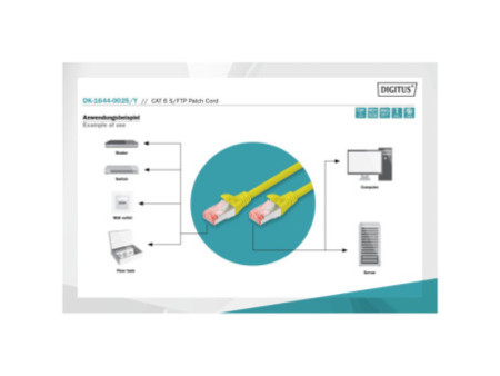 DIGITUS Câble patch, Cat. 6, S/FTP, 0,25 m, jaune