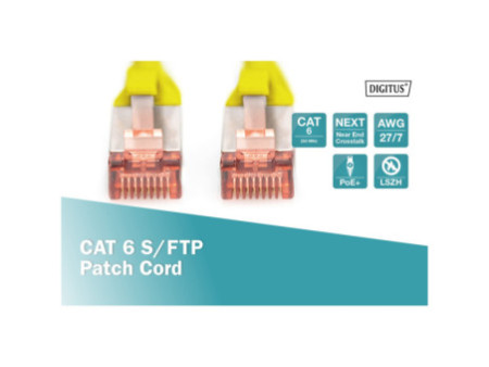 DIGITUS Câble patch, Cat. 6, S/FTP, 0,25 m, jaune