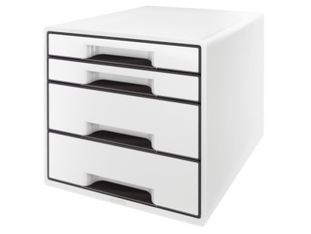 LEITZ Schubladenbox WOW CUBE, 4 Schübe, perlweiß/schwarz