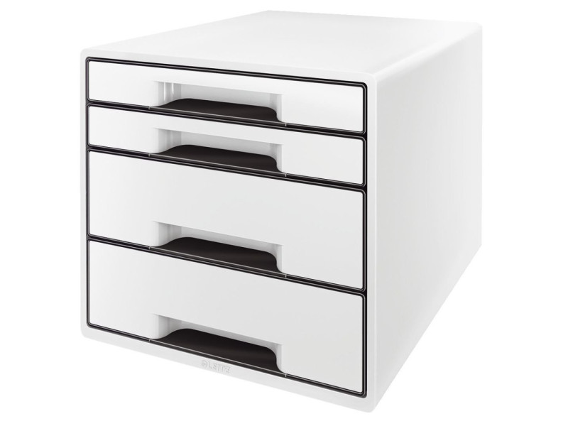 LEITZ Schubladenbox WOW CUBE, 4 Schübe, perlweiß/schwarz