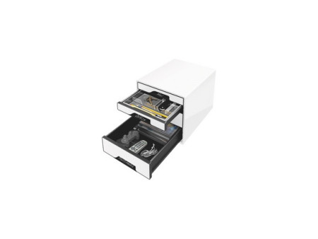 LEITZ Schubladenbox WOW CUBE, 4 Schübe, perlweiß/schwarz