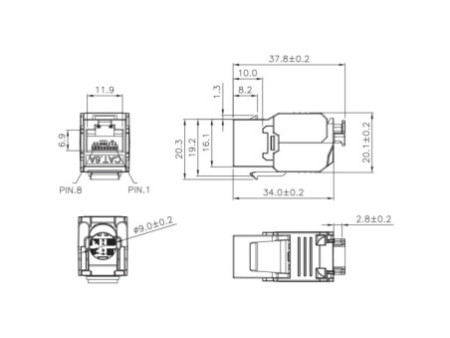 LogiLink Module keystone Cat.6A, non blindé, noir