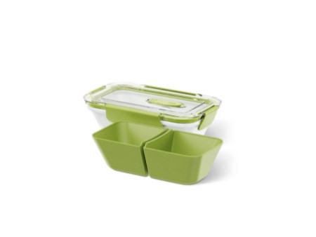 emsa  Boîte à micro-ondes BENTO BOX, 0,50 litres, blanc/vert