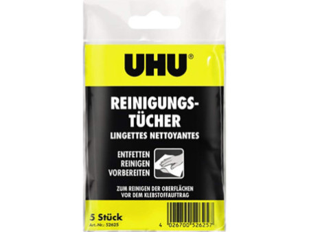 UHU lingettes de nettoyage de surface, avant l'adhésion