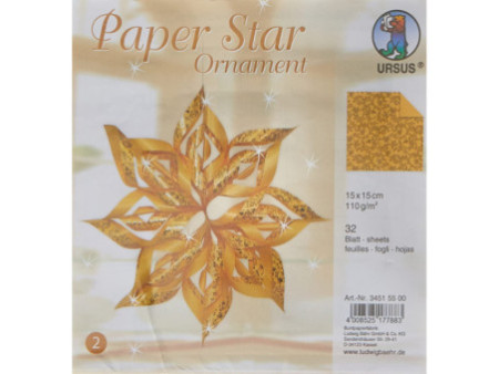 URSUS Etoile de décoration Paper Stars "ornement", or