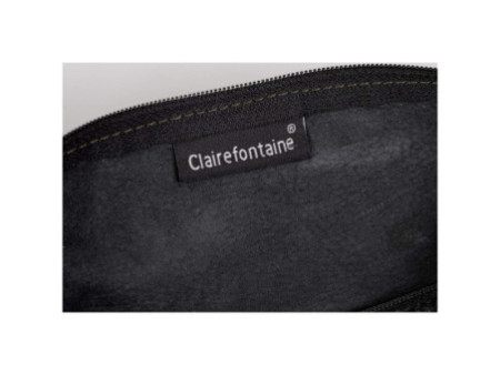 Clairefontaine Trousse rectangulaire, cuir noir vieilli