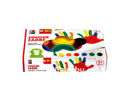 mara by Marabu Gouache au doigt, 35 ml, kit de 6, assorti