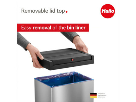 Hailo Poubelle Big-Box Swing L, 35 litres, acier inoxydable