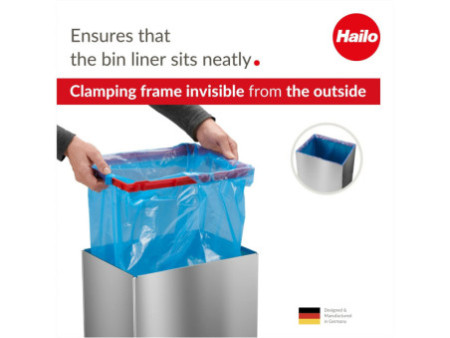 Hailo Poubelle Big-Box Swing L, 35 litres, acier inoxydable