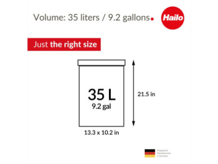 Hailo Poubelle Big-Box Swing L, 35 litres, acier inoxydable