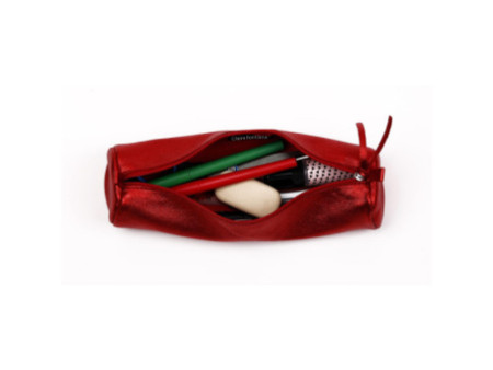 Clairefontaine Trousse CUIRISÉ, cuir, rouge
