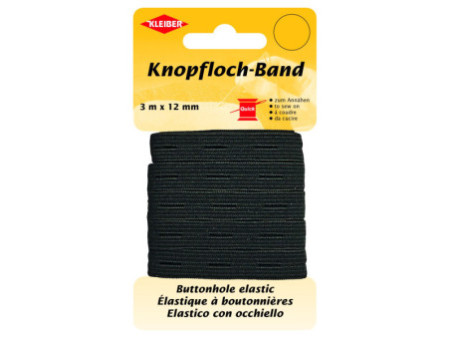 KLEIBER Elastique à boutonnières, 12 mm x 3 m, noir