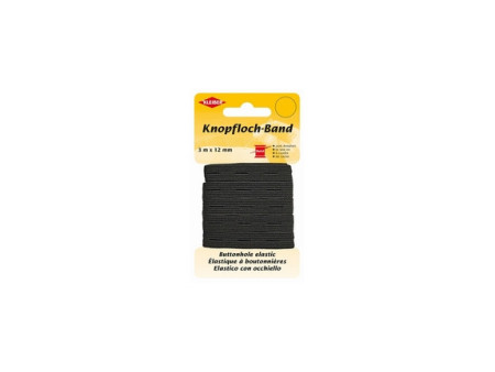 KLEIBER Elastique à boutonnières, 12 mm x 3 m, noir