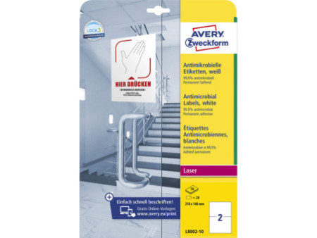 AVERY Zweckform Etiquettes antimicrobiennes, blanc