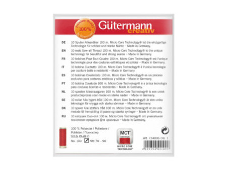 Gütermann Set fils à coudre Couleurs basiques, 10 bobines