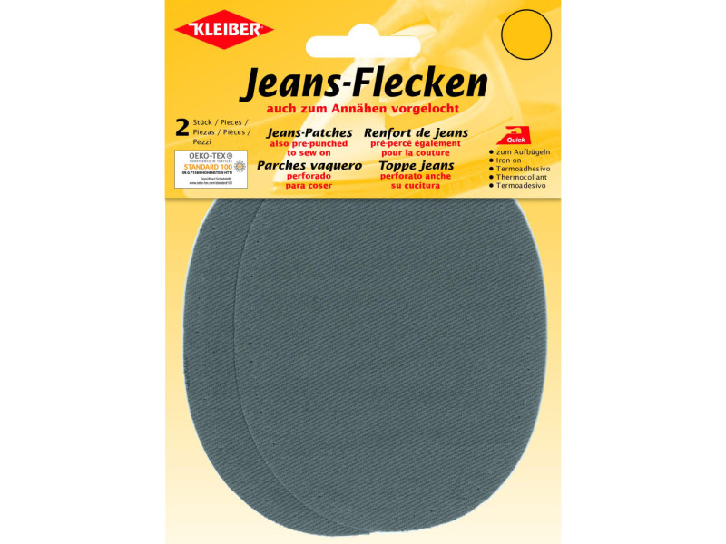 KLEIBER Patch thermocollant ovale pour jeans, gris