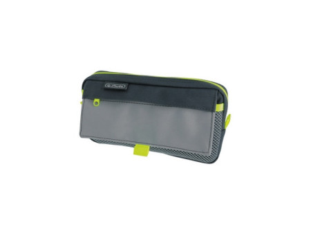 herlitz Trousse à stylos avec poche en filet, gris/vert fluo