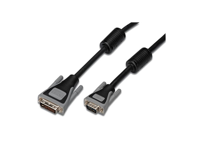 Digitus Connection Cable DVI-I 24 + 5 to VGA HD DSub15 VGA 3 m AWG28 Dual Link M/M