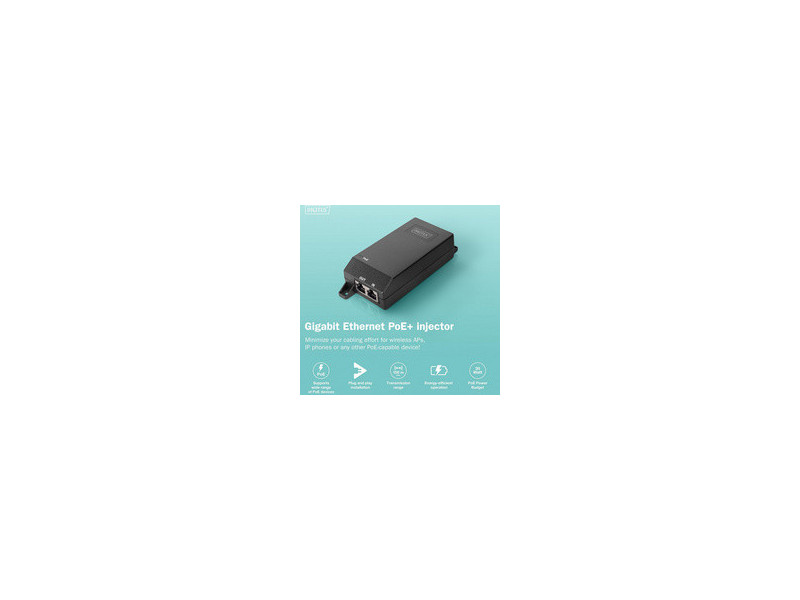 DIGITUS Injecteur Gigabit Ethernet PoE +, 802.3at, 30 W