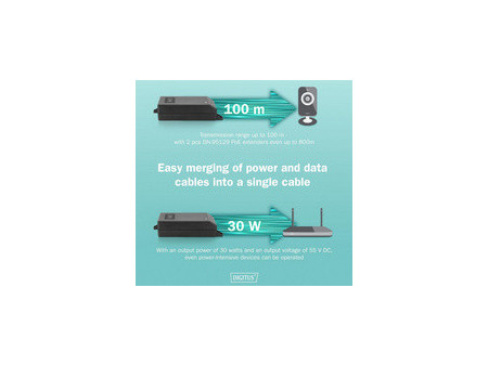 DIGITUS Injecteur Gigabit Ethernet PoE +, 802.3at, 30 W