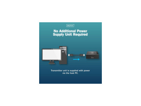 DIGITUS Extenseur USB 2.0, USB-A, 4 ports, noir