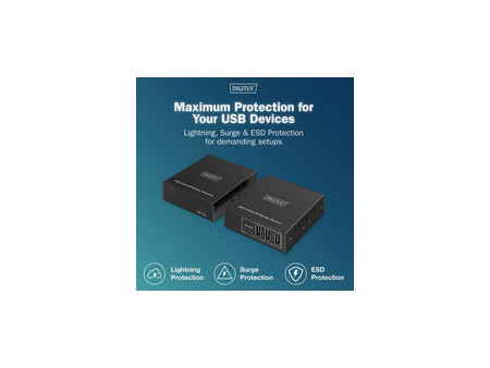 DIGITUS Extenseur USB 3.2 Gen1, 5 Gbps, 4 ports, noir
