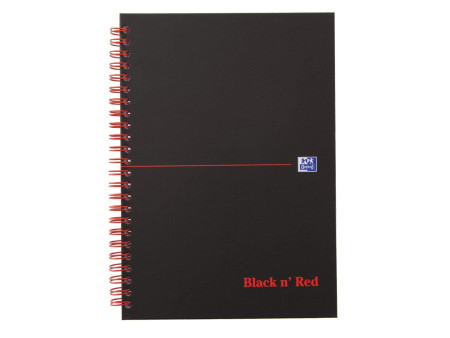 Oxford Cahier à spirale Black n' Red, A5, quadrillé, carton