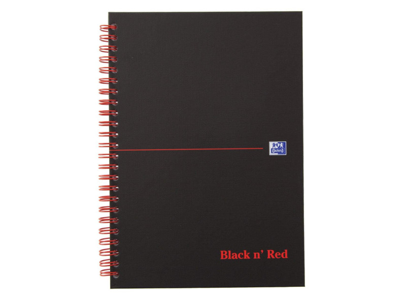 Oxford Cahier à spirale Black n' Red, A5, quadrillé, carton