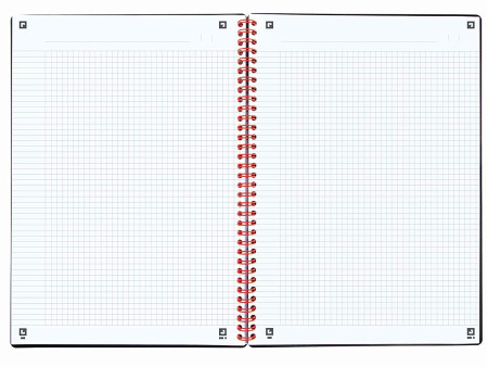 Oxford Cahier à spirale Black n' Red, A4, quadrillé, PP