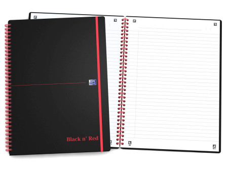 Oxford Cahier à spirale Black n' Red, A4, quadrillé, PP