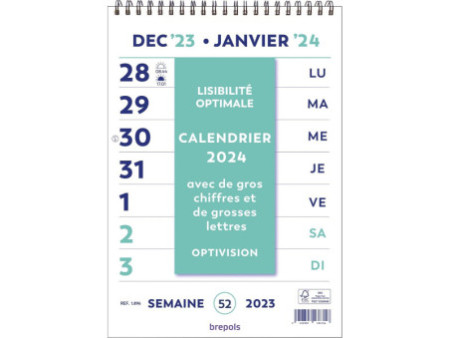 brepols Calendrier mural 'Optivision', 210 x 297 mm, 2026