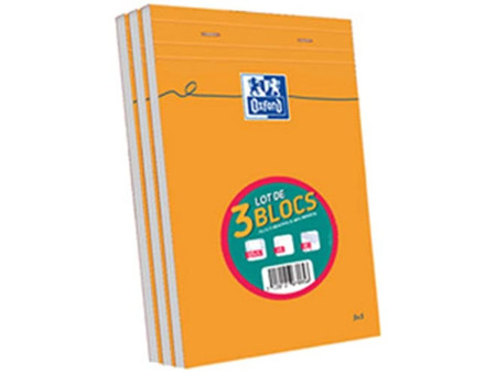 Oxford Bloc-notes, A5, quadrillé, 80 feuilles, lot de 3
