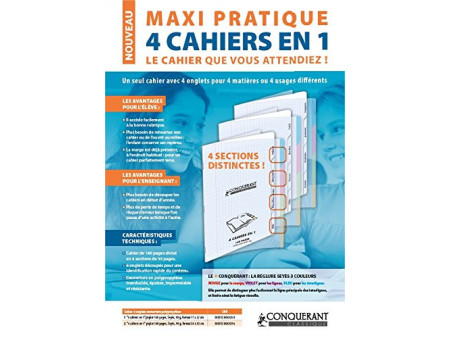 CONQUERANT CLASSIQUE Cahier 'QUATTRO', 240 x 320 mm, seyès