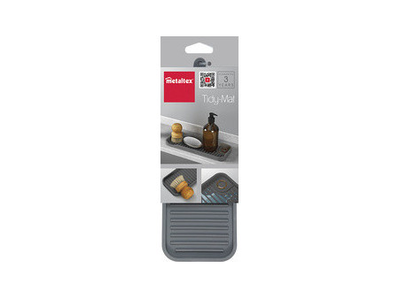 metaltex Rangement silicone pour évier Tidy-Mat XL, gris