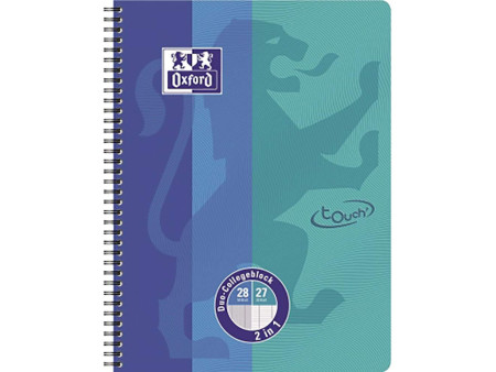 Oxford Cahier DUO Touch, A4+, 160 pages, bleu mer/aqua