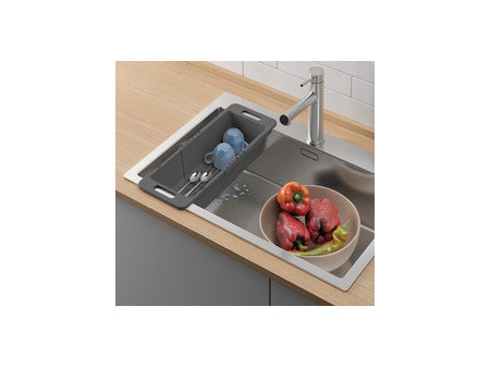 metaltex Égouttoir Drain-Flex, extensible, plastique, gris