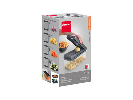 metaltex Coupe-fruits/légumes 12 en 1 Slice-Cube, gris