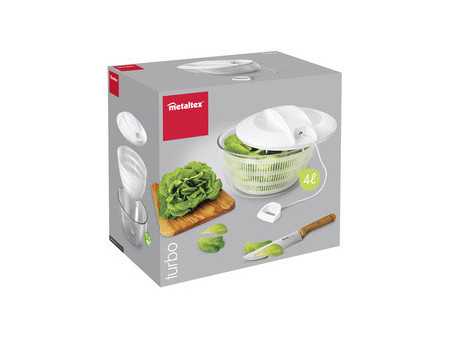 metaltex Essoreuse à salade Turbo, avec cordon, blanc
