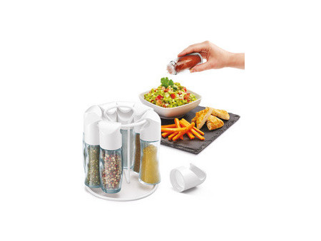 metaltex Porte-épices Spice 8, non garni, rond, blanc