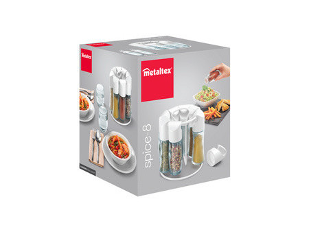 metaltex Porte-épices Spice 8, non garni, rond, blanc