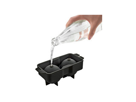 metaltex Bac à glaçons, en silicone, pour 2 glaçons, noir