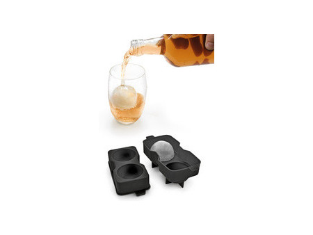 metaltex Bac à glaçons, en silicone, pour 2 glaçons, noir